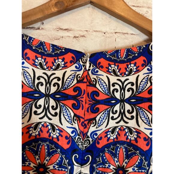 DN Design Midi Dress Womens 16 Pink & Cobalt Medallion Print Sheath Plus Lined - Picture 13 of 14